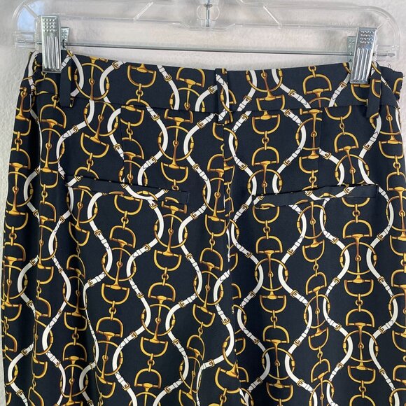 ZARA Womens Medium Equestrian Chain Print Flared Trousers Dress Pants - Picture 11 of 11